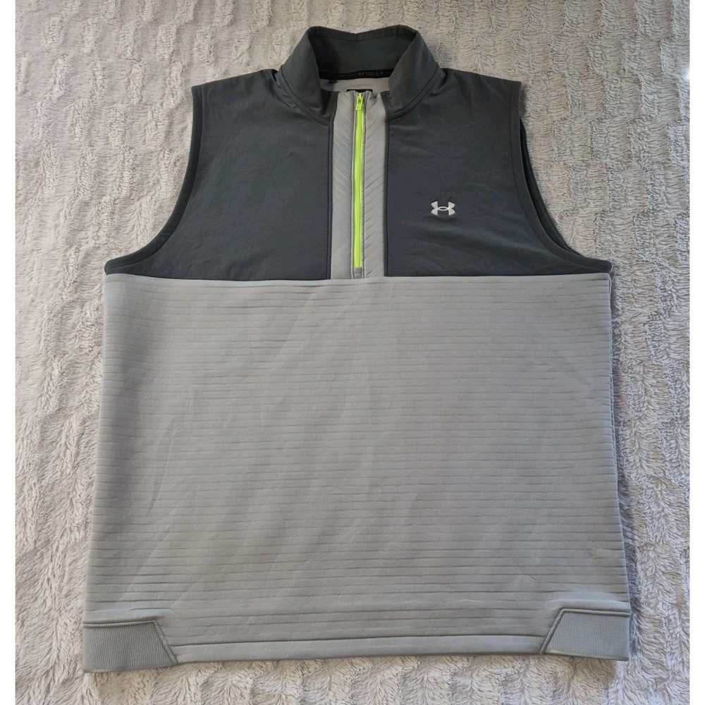 Under Armour Storm Daytona Sleeveless Golf Vest Men's XL Gray Pullover 1/4 Zip